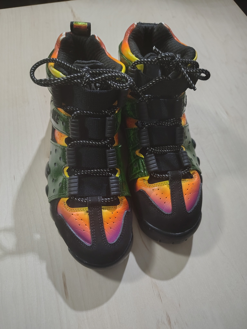 Nike Kids High-Top Sneakers in Gradient Orange-Pink with Green Accents